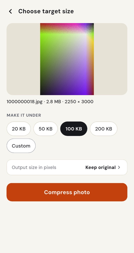 Choosing a target size of 100 KB