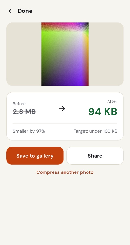 Result: 2.8 MB reduced to 94 KB